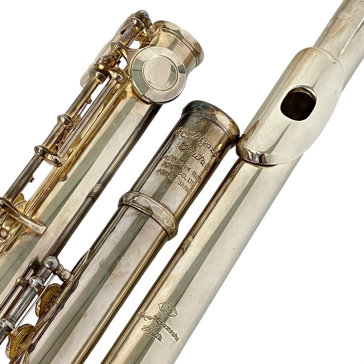 MS-95 S ミヤザワ オフセット カバードキィ C足部管 頭部管銀製 フルート ケース付 訳有