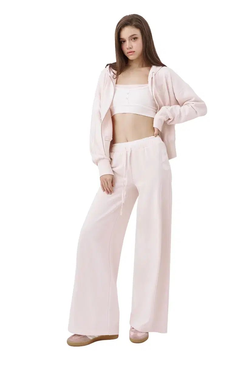 クリシアー 05 ダブル ウェスト ストレート パンツ ピンク