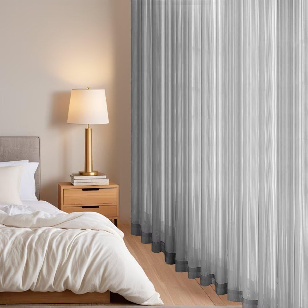 新品 YKFN レースカーテン 透けない 夜でも外から見えにくい 幅100cmｘ丈90cm 2枚組 カーテン レース UVカット 省エネ 遮熱 断熱 保温 目隠し 遮像 プライバシー対策 おしゃれ 可愛い 無地 グレー 