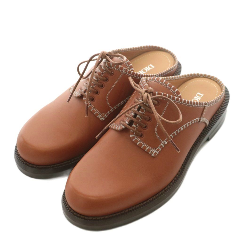 ディオール Dior × デニムティアーズ DENIM TEARS カーロ スライド ミュール CARLO LACEUP MULE サンダル レースアップ レザー 41 茶 ブラウン 3DE361ZMP70041 AN5 AA