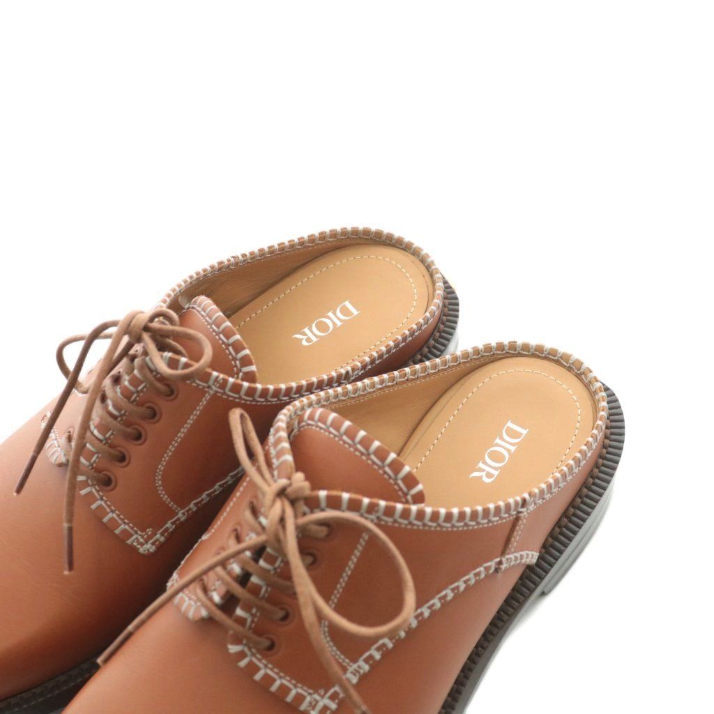 ディオール Dior デニムティアーズ DENIM TEARS カーロ スライド ミュール CARLO LACEUP MULE サンダル レースアップ レザー 41 茶 ブラウン AN 5 AA サンダル 靴