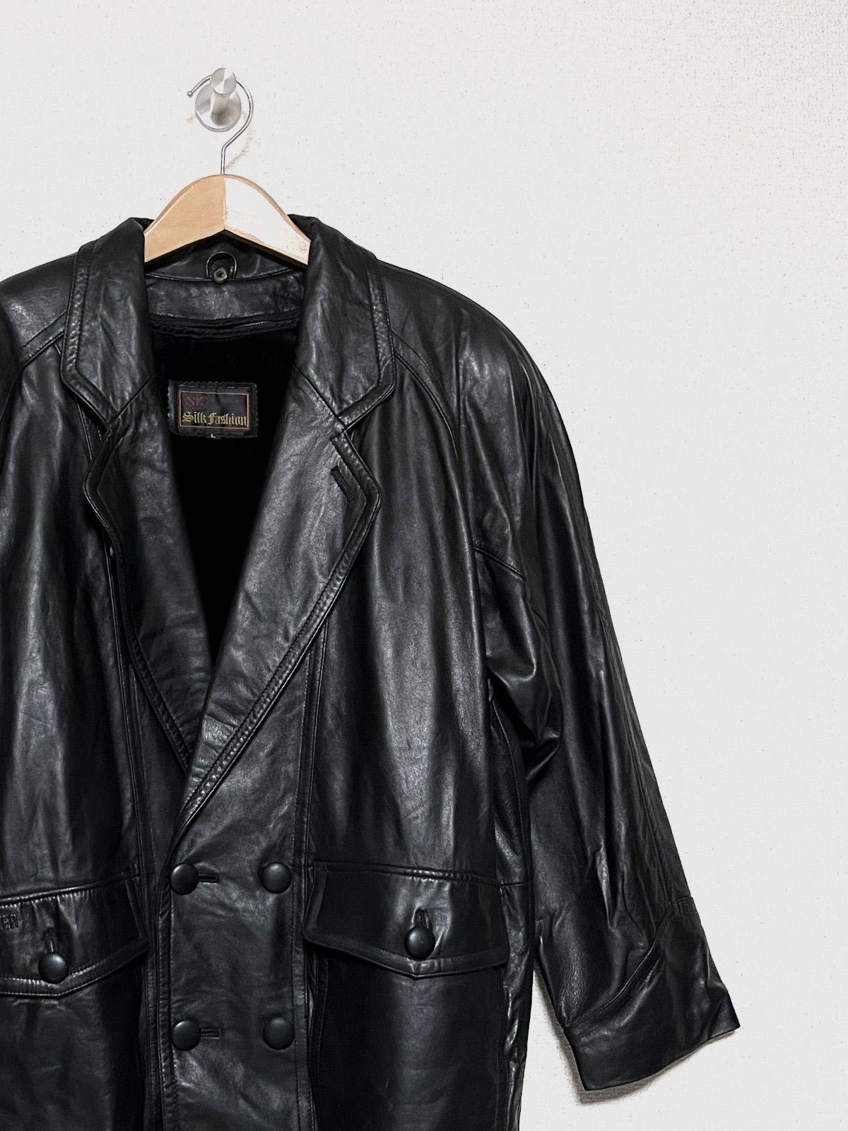 SK Silk Fashion】レザージャケット L ダブル 古着 - メルカリ