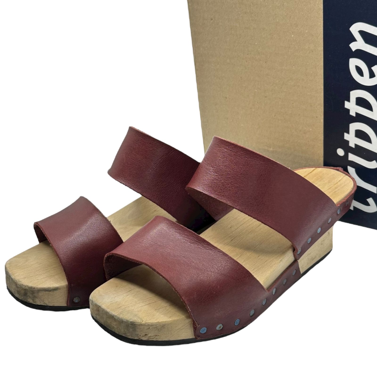 trippen トリッペン CANDY Sandals キャンディ サンダル ウッド レザー 24cm程度 バーガンディ×ナチュラル