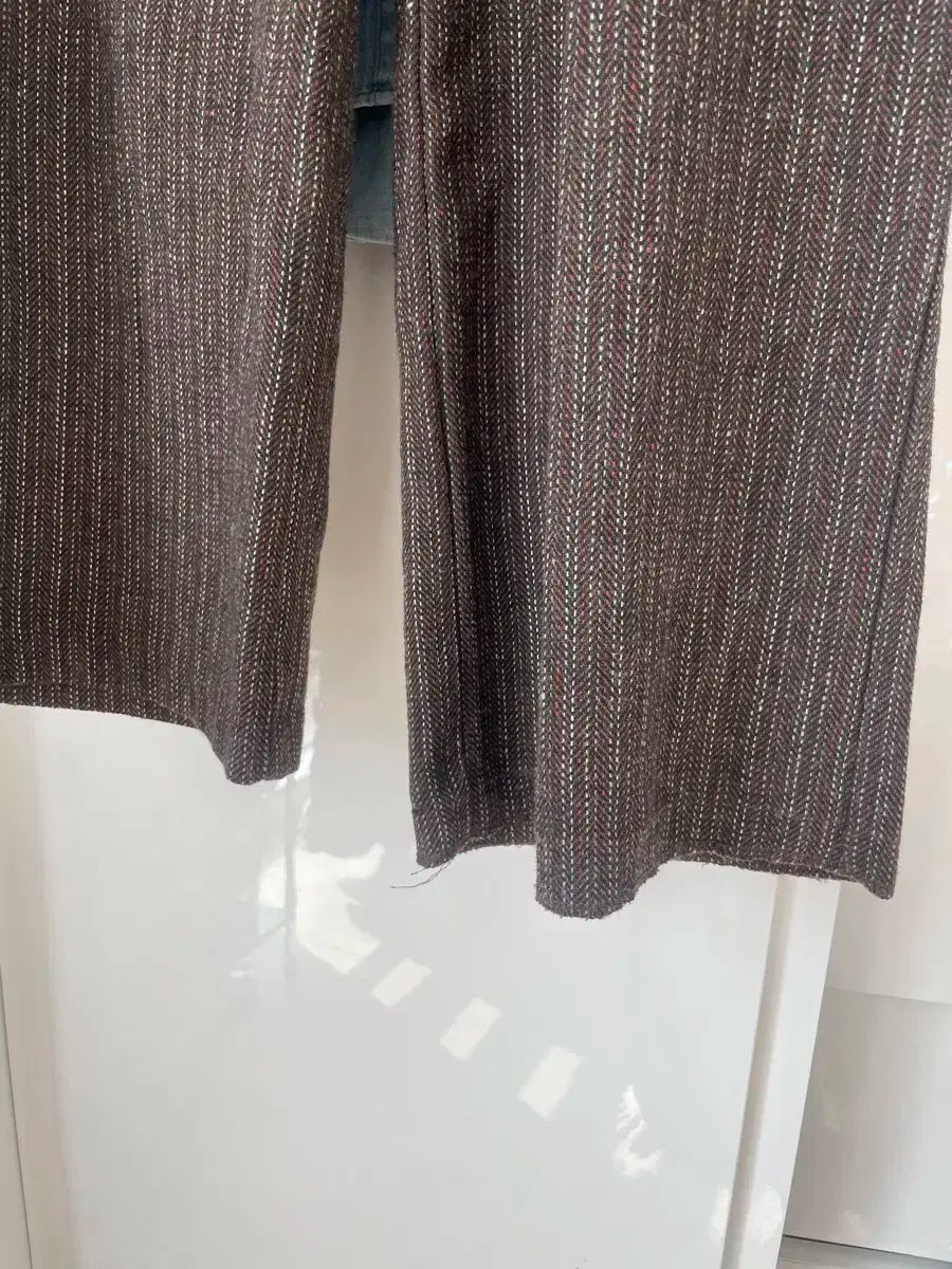 ブラウン ストライプ ワイド ウール パンツ コルハグ