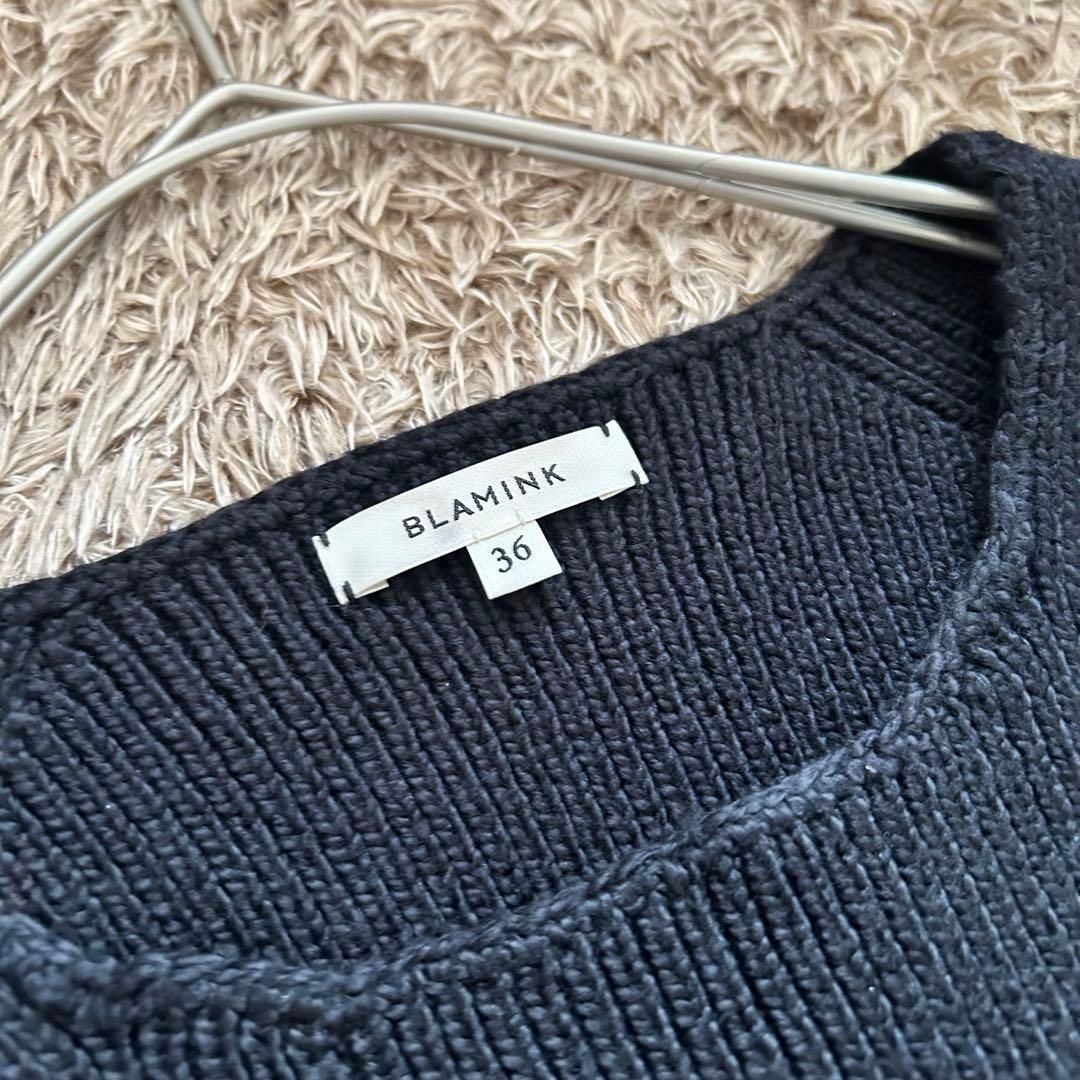 BLAMINK ブラミンク コットンニットベスト 36 ブラック シンプル上品 洗練デザイン レイヤードスタイル Re Wear シェノン