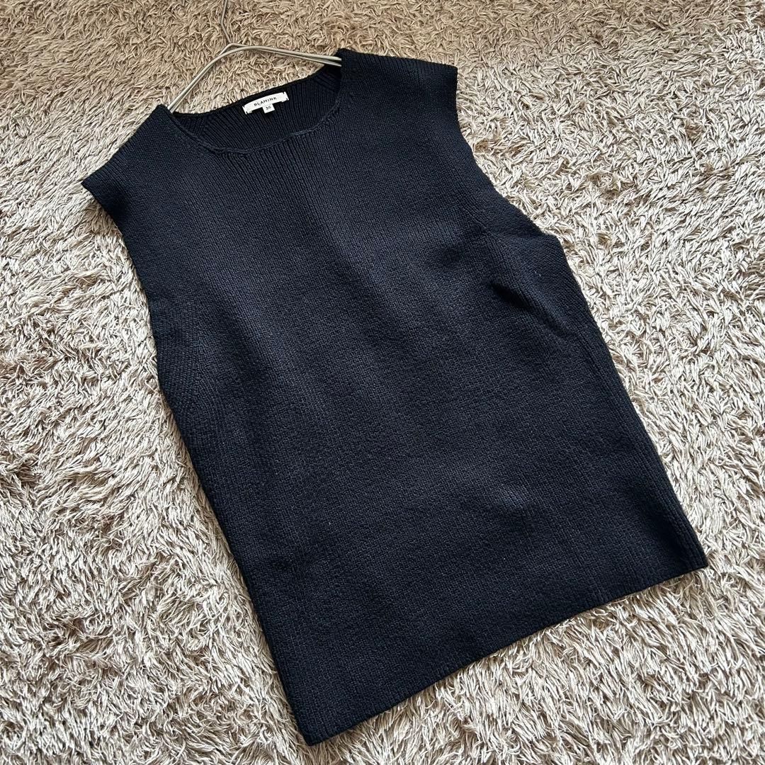 BLAMINK ブラミンク コットンニットベスト 36 ブラック シンプル上品 洗練デザイン レイヤードスタイル Re Wear シェノン