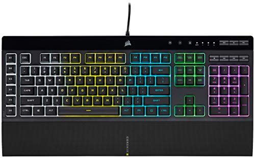 CORSAIR K 55 RGB PRO ゲーミングキーボード ブラック IP 42 防塵 防滴 取り外し なパーム