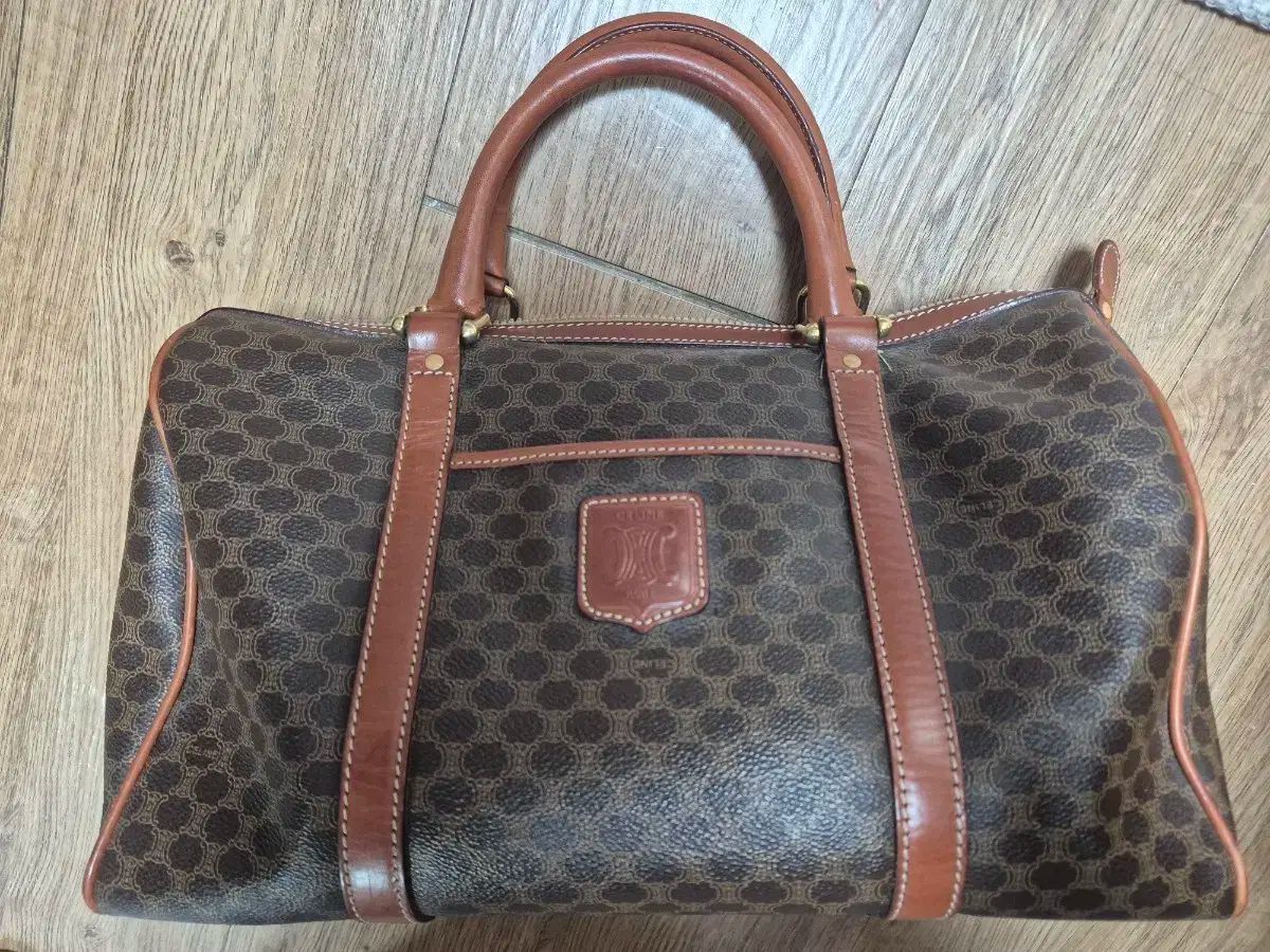 Celine マカダム ボストンバッグ ブラウン 35 ヴィンテージ Celine バッグ