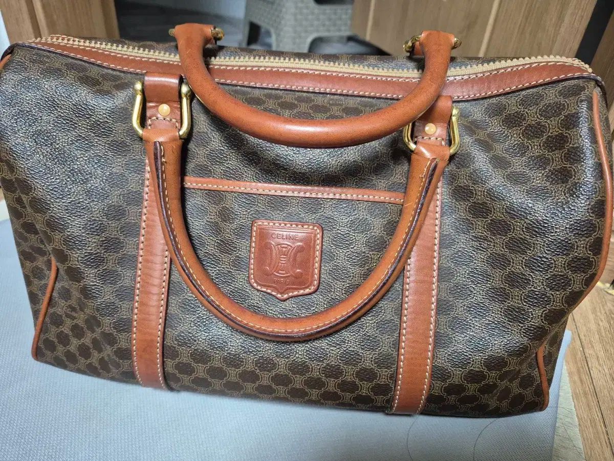 Celine マカダム ボストンバッグ ブラウン 35 ヴィンテージ Celine バッグ