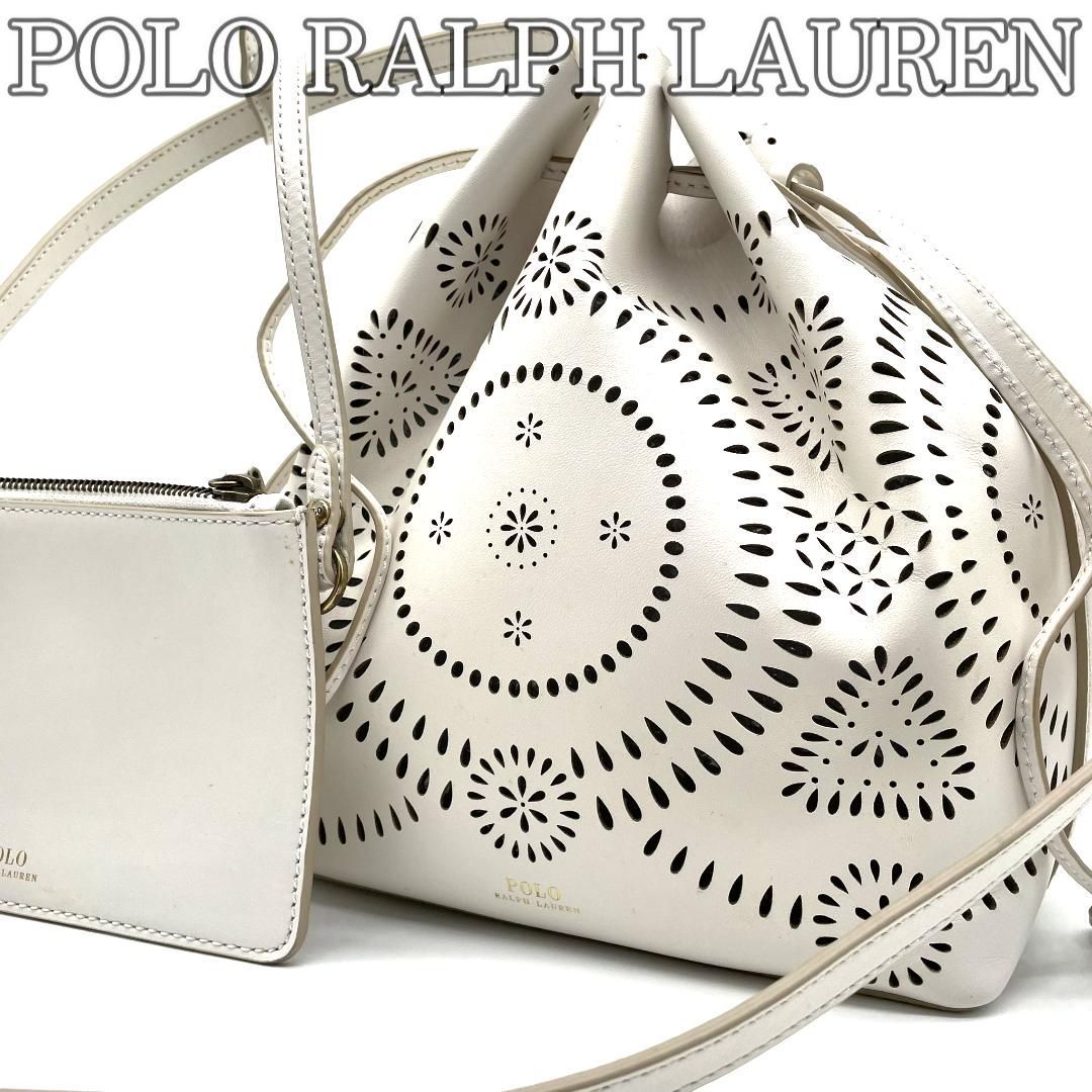 Polo Ralph Lauren パンチングレザー 巾着ショルダーバッグ ポロラルフローレン POLO RALPH LAUREN レザー パンチング 巾着
