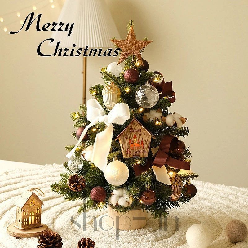 ミニクリスマスツリー クリスマスツリー 卓上 置物 テーブル おしゃれ かわいい 上品 オーナメント 豪華 上品 装飾 セット 簡単な