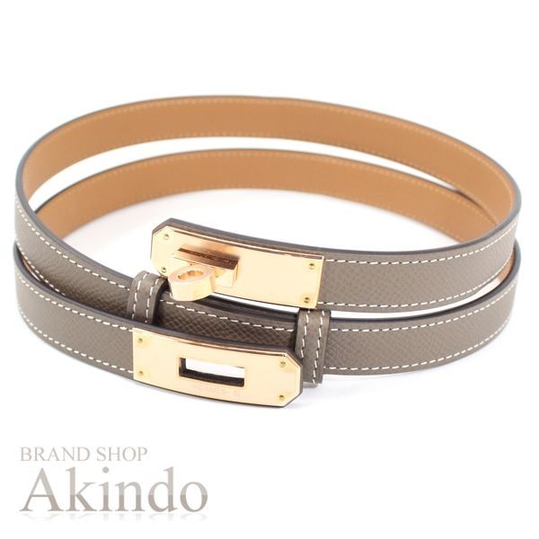 エルメス ケリーベルト 18 エプソン ピンクゴールド金具 エトゥープ ベルト レザー レディース ファッションアイテム アクセント 箱 HERMES おしゃれ