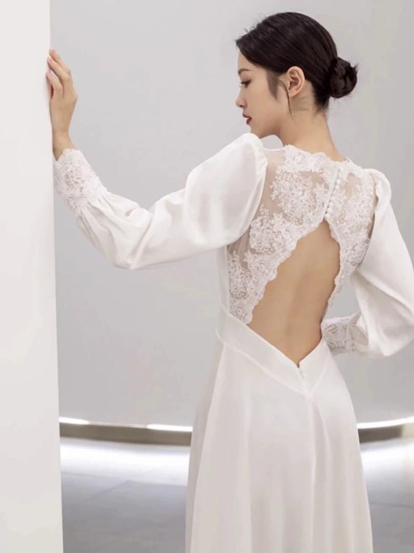 エレガントロングドレス 結婚式 パーティー背中美デザイン上品素材感