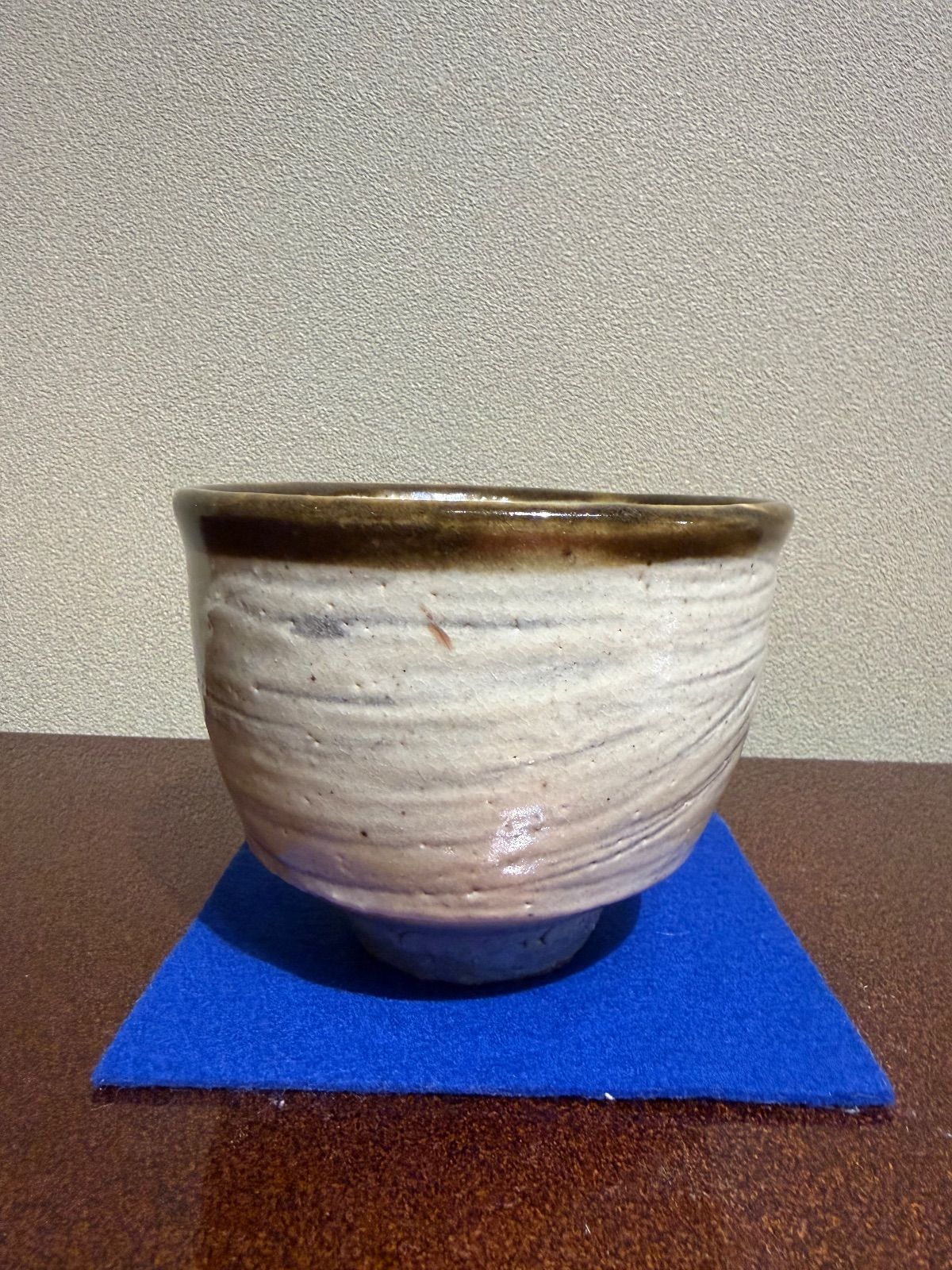 浜田庄司作 刷毛目茶碗 益子焼 共箱有 人間国宝