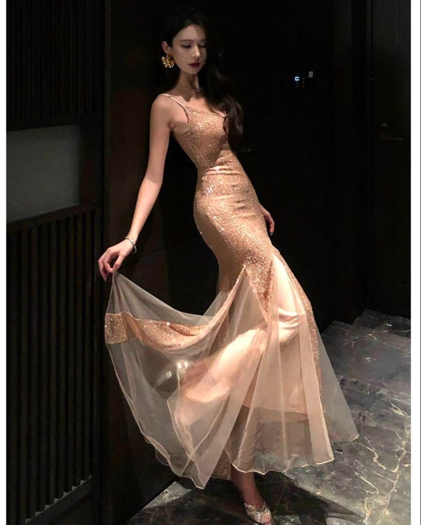 豪華スパンコール 輝くマーメイドロングドレスパーティー仕様 - メルカリ