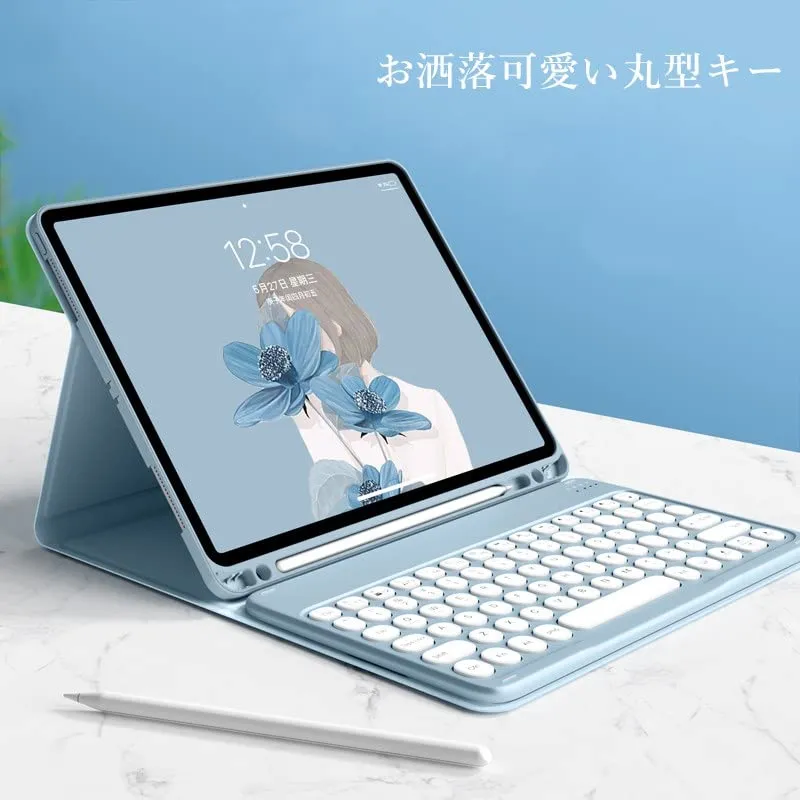 Size:iPad6/iPad5/Air2/Pro9.7_Color:霧ブルー ワイヤレスマウス付き iPad6 iPad5 iPad Air2 Pro 9.7 キーボードケース カラフル 丸型キー レディース 可愛い iPad 第6世代 第5世代 アイパッド タブレット Size:iPad6&frasl;iPad5&frasl;Air2&frasl;Pro9.7_Color:黒+白 ワイヤレスマウス付き com: Size:iPad6&frasl;iPad5&frasl;Air2&frasl;Pro9.7_Color:霧ブルー Guide