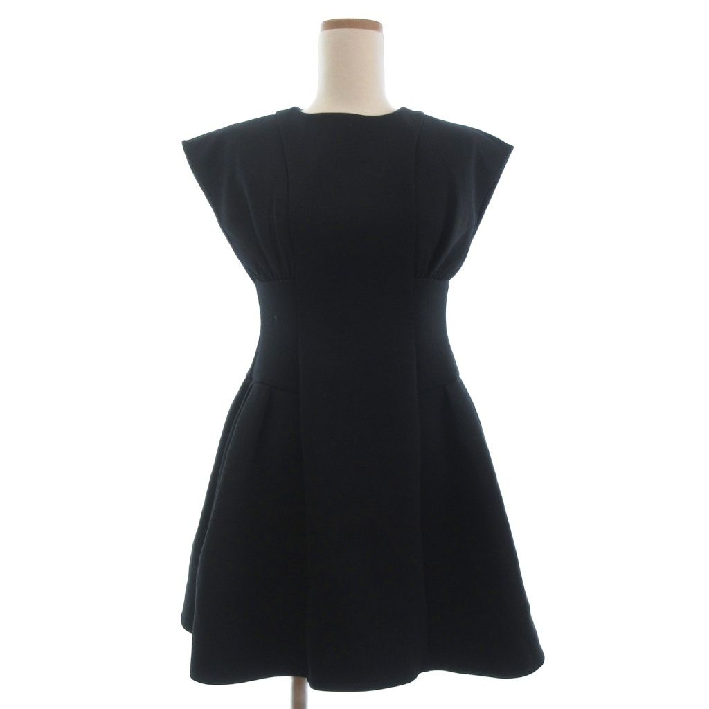 シェリエ sheller TOY ZIP ジャージードレス ワンピース ひざ丈 ノースリーブ バックジップ 231038 黒 ブラック F