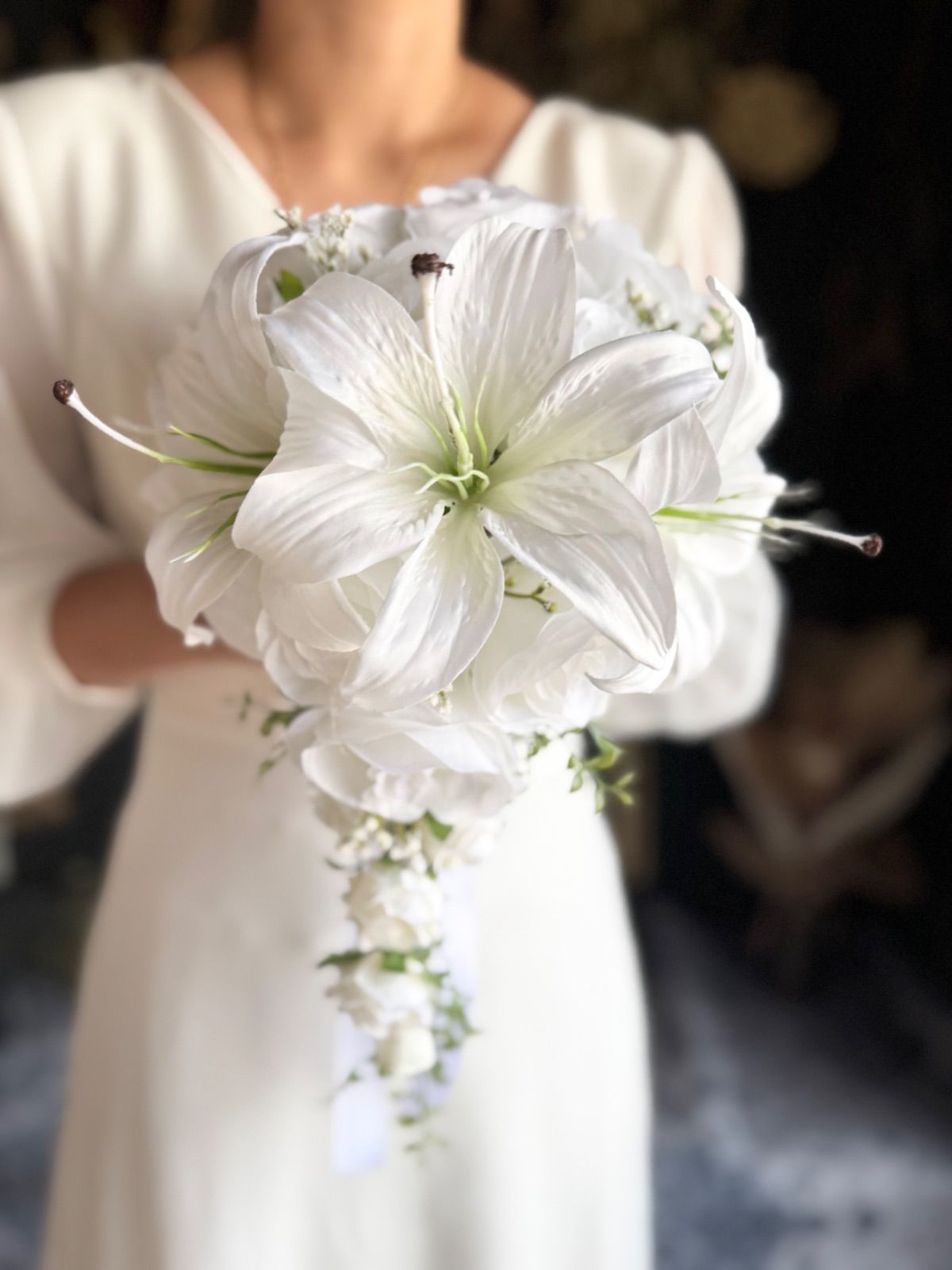 カサブランカセミキャスケードブーケ☆ブートニア 楽天市場