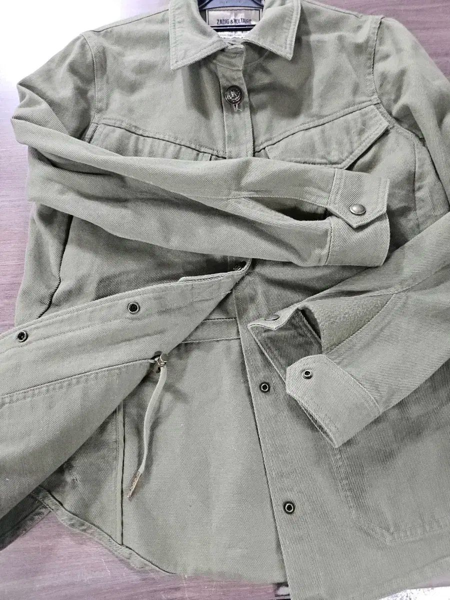 ZADIG VOLTAIRE ザディグ エ ヴォルテール タックル リネン ブレンド シャツ カーキ M 春夏対応 テーラードジャケット 