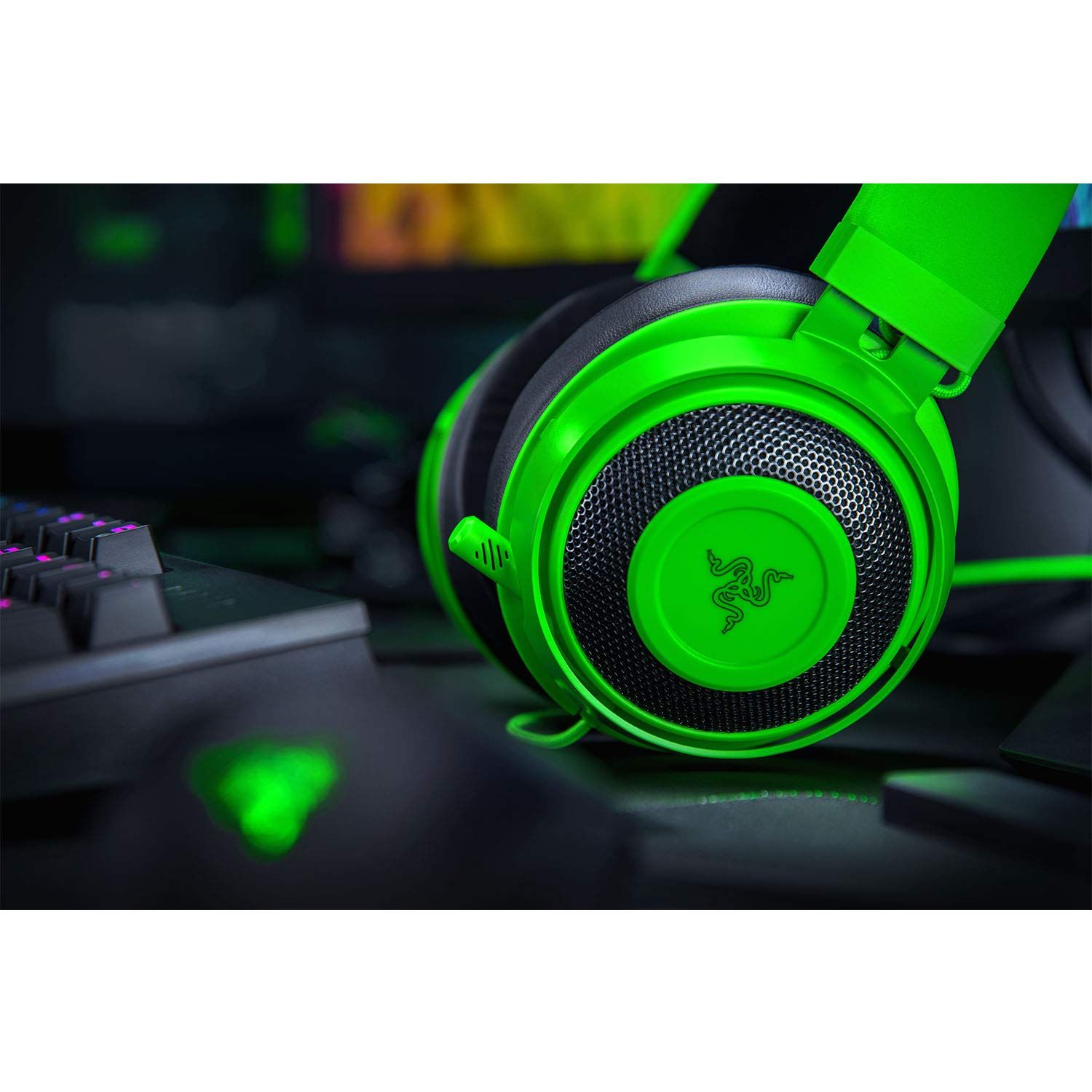  Razer Kraken Green ゲーミングヘッドセット アナログ接続 PS 4 5 PC Switch スマートフォン 冷却ジェルパッド 保証品 RZ 04 グリーン 50 mmドライバー 指向性マイク 冷却イヤーパッド ソフト(パッケージ版) Nintendo Switch