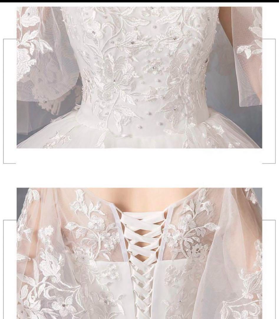 完璧 美しいプリンセスラインのウェディングドレス 二の腕カバー