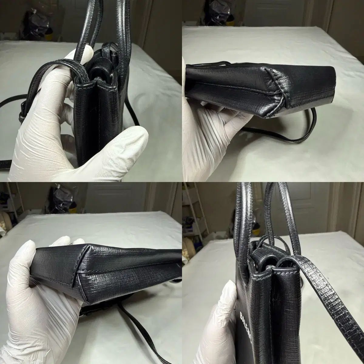 バレンシアガ ミニ ショッピングバッグ 携帯 ホルダー ブラック クロスバック