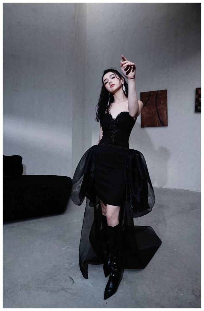 特別な日に チュールトレーンが美しいミニドレス ドレス ワンピース ナイトドレス キャバドレス ドレス ブライダル スーツ フォーマル ドレス