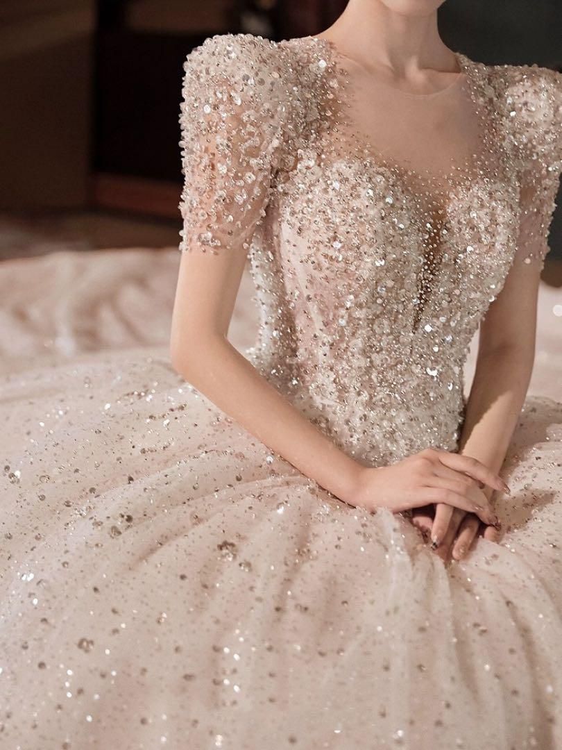 きらきらスパンコール&ストーン ウェディングドレス ゴージャス