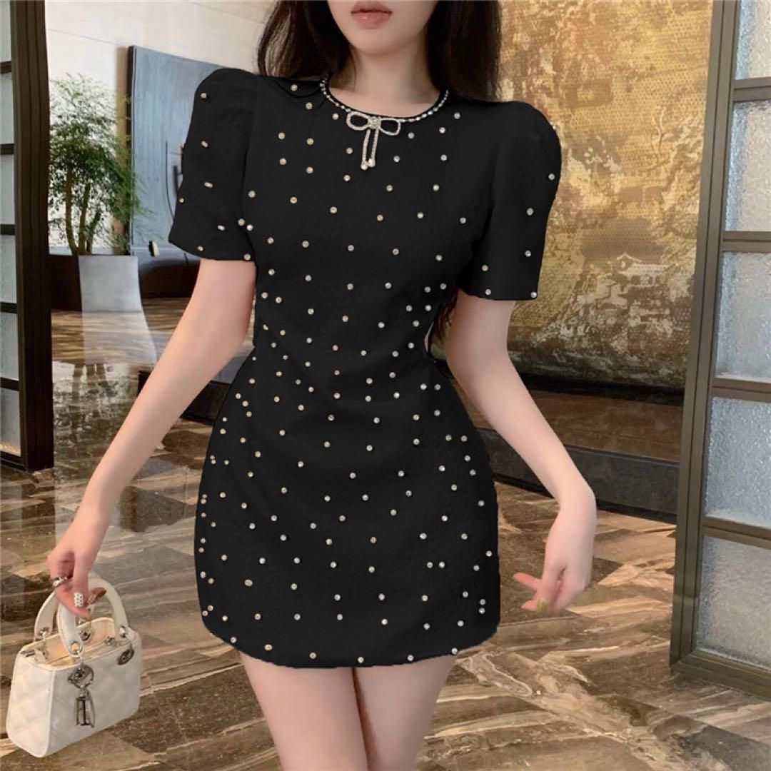 美品 miu miu ミュウミュウ レースVネック 五分袖 ミニドレス  