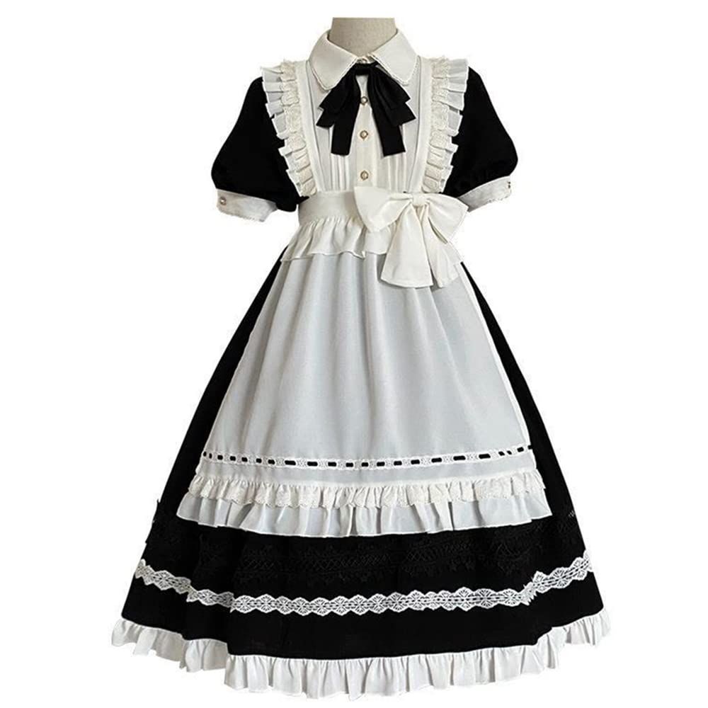 尚基製造 メイド服 クラシカル ロング ワンピース ロリータ 正統 ドレス ハロウィン 仮装 レディース コスプレ 蝶結ぶ パーティー イベント喫茶店 遊園地