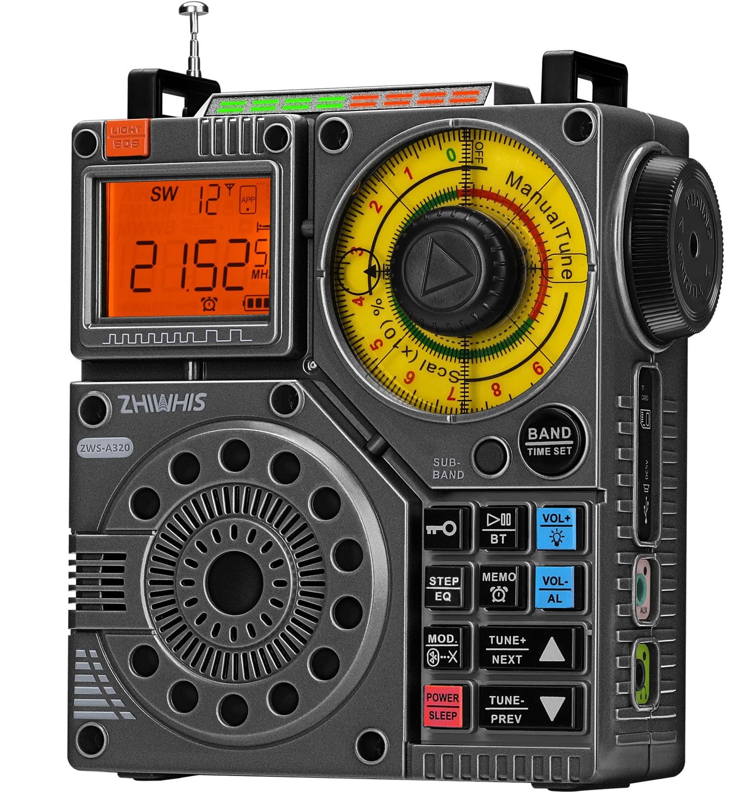 ZHIWHIS Bluetoothスピーカー BCLラジオ 短波受信機 VHF FM AM SW ワイドFM 懐中電灯 録音 APPコントロール MicroSDカード対応 20時間連続再生 タイマー USB-C充電式 技適取得済 防災アウトドア2025新