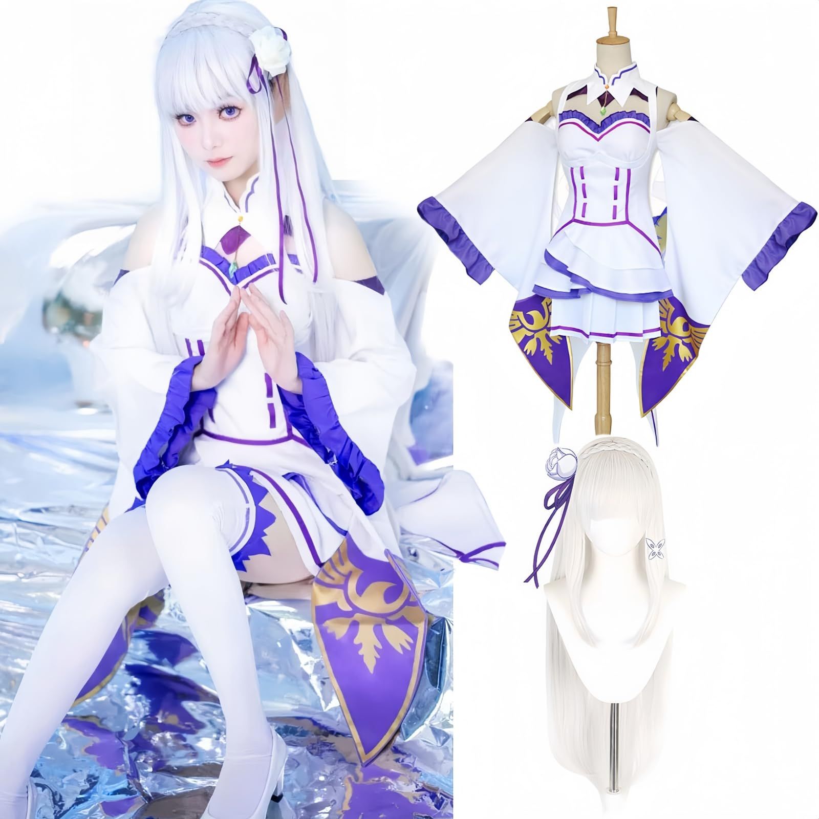 NOKIJP リゼロ コスプレ衣装 レム コスプレ エミリア コスプレ衣装 菜月昴 コスプレ ラム コスプレ衣装 リゼロ コスプレ Re ゼロから始める異世界生活 コスプレ アニメ コスプレ イベント 仮装 文化祭 大人用 cosplay