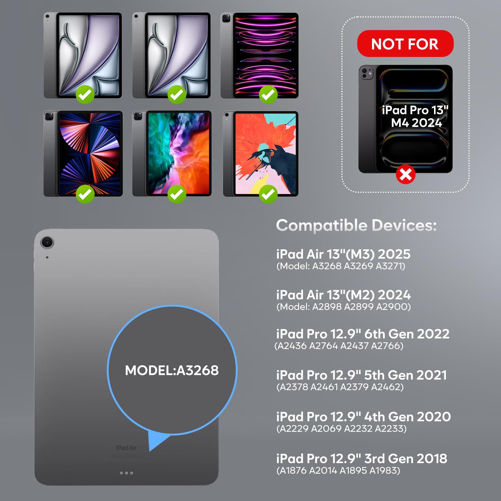 ProCase iPad Air 13インチ キーボード付きケース M3 2025 A3269 A3271 M2 2025 A2898 A2899 A2900 キーボード ワイヤレス 磁気脱着 スマートカバー - ブラック