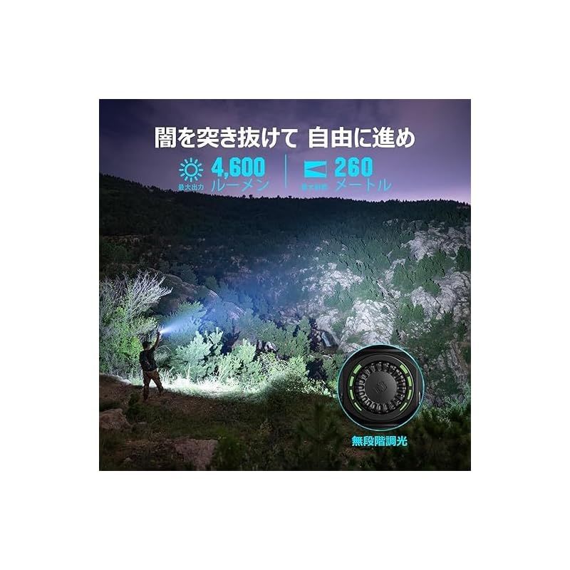 OLIGHT オーライト Seeker 4 Pro LEDライト 懐中電灯 超明るい4600ルーメン 最長射程260m 充電式 Type-C充電 防災 アウトドア 高耐久 防水IPX8 耐衝撃 残量表示 キャンプ 登山 夜釣り 停電対策 Cyber Viol