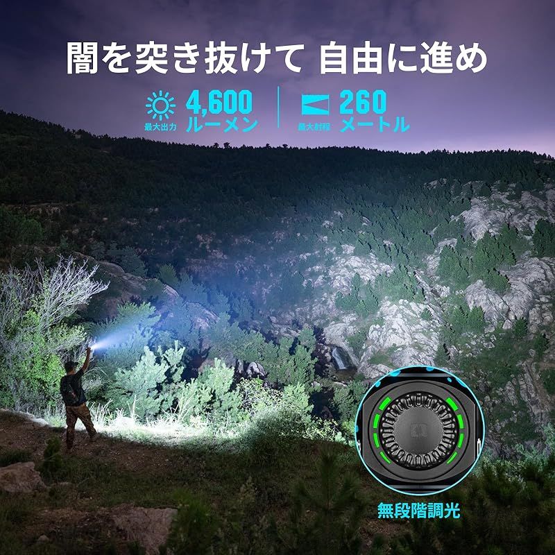 OLIGHT オーライト Seeker 4 Pro LEDライト 懐中電灯 超明るい4600ルーメン 最長射程260m 充電式 Type-C充電 防災 アウトドア 工事用 高耐久 防水IPX8 耐衝撃 残量表示 キャンプ 登山 夜釣り 停電対策 非常用 Ne