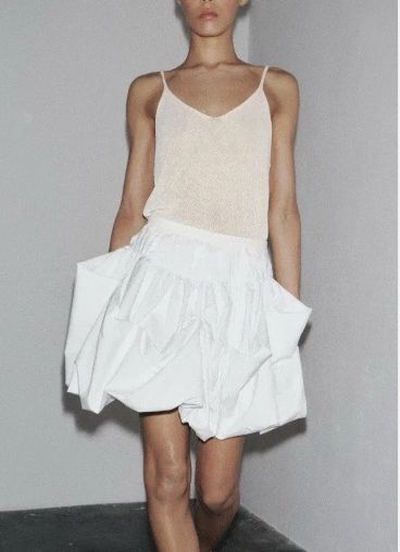 ザラ ZW 白 バルーン ミニ ショート スカート サイズ S