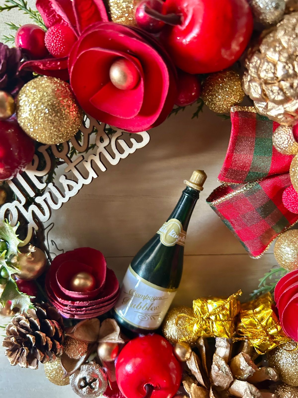  7-167 リース Xmas Christmas ドアリース 玄関リース 木の実のリース BAR 大人 三日月リース 店舗 什器 ディスプレイ リース フラワー リース