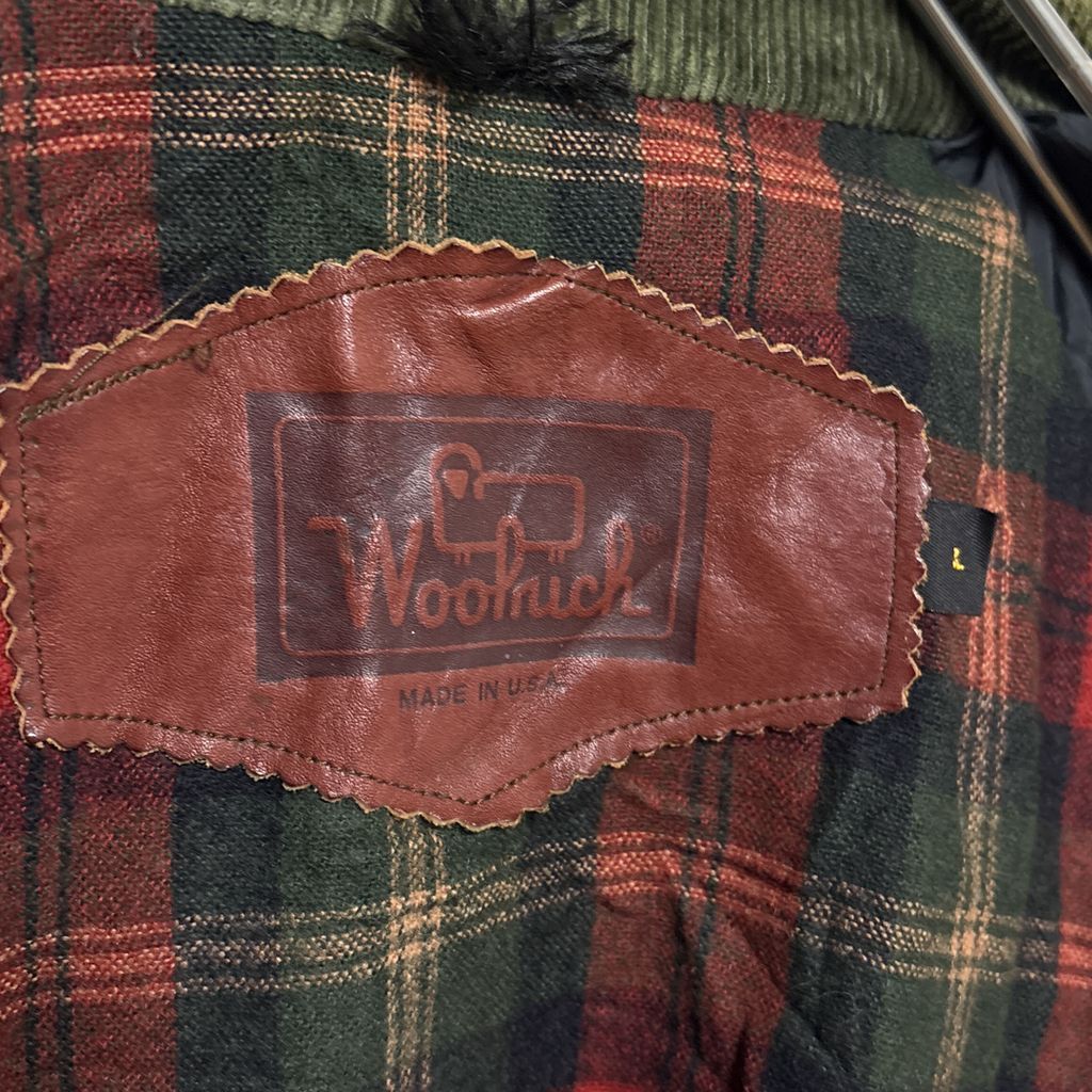 WOOLRICH】 90s USA製 裏地チェック コーデュロイ襟ハンティング