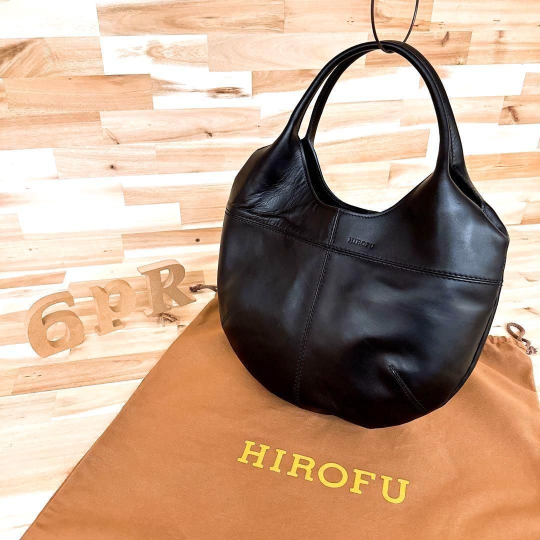 ヒロフ HIROFU大容量 トートバッグ レザー Hロゴ 型押し ブラック 黒 