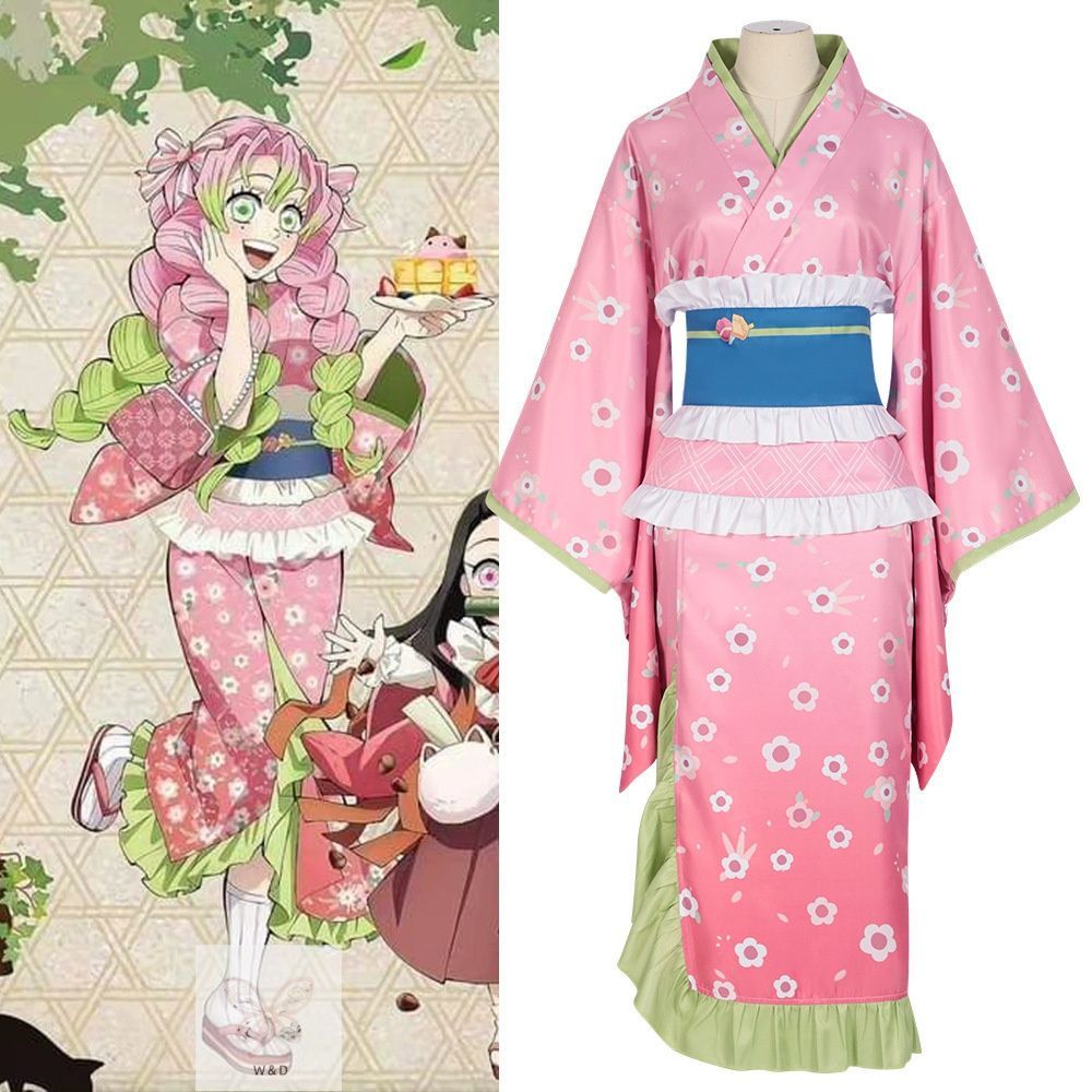 【コミックランド製】甘露寺蜜璃　ほぼフルセット　L　コスプレ衣装　E-9951★ 鬼滅の刃：ナンジャタウンコラボ 甘露寺蜜璃 街着姿 コスプレ衣装