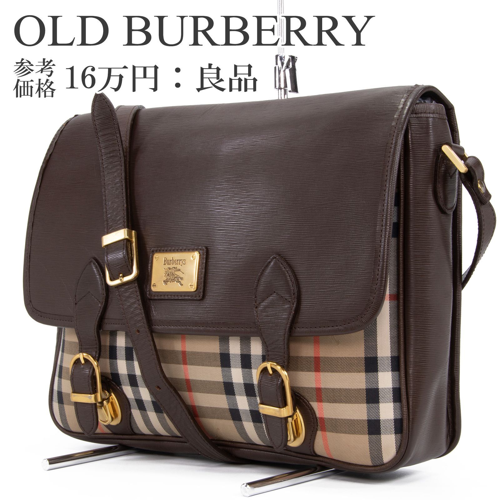 本物 バーバリー ショルダーバッグ メッセンジャーバッグ メンズ レディース 茶色 ブラウン ベージュ 黒 オフホワイト 赤 肩掛け 斜め掛け A4対応 通勤 チェック 馬 ホースロゴ マーク 本革 レザー おしゃれ 鞄 バック I264