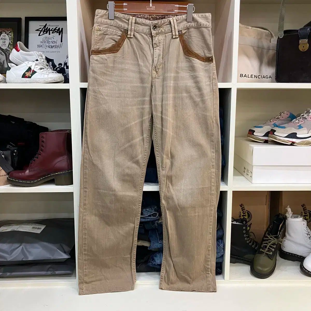 EDWIN ウェスタン ベージュ ウォッシュ コットン パンツ 32