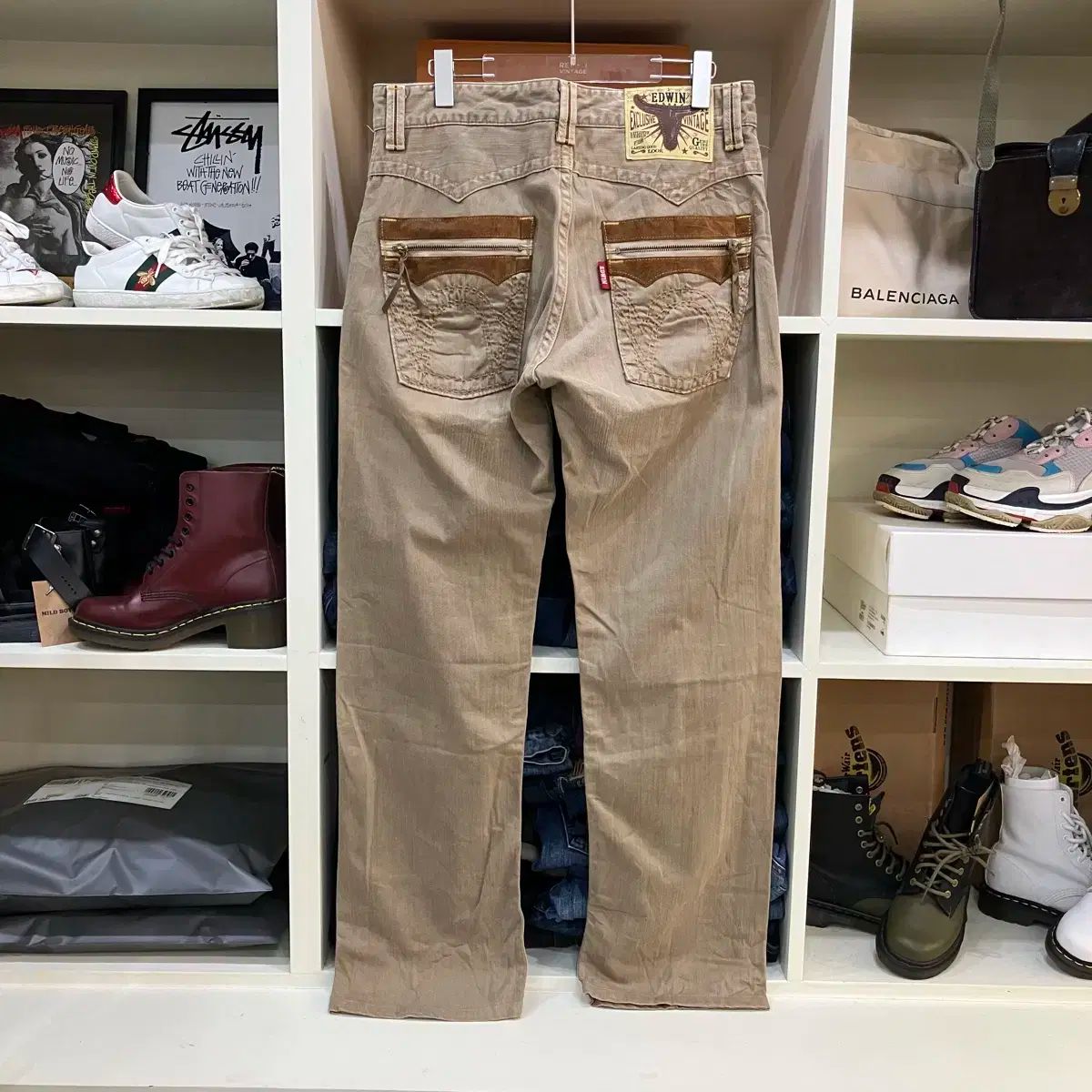 EDWIN ウェスタン ベージュ ウォッシュ コットン パンツ 32