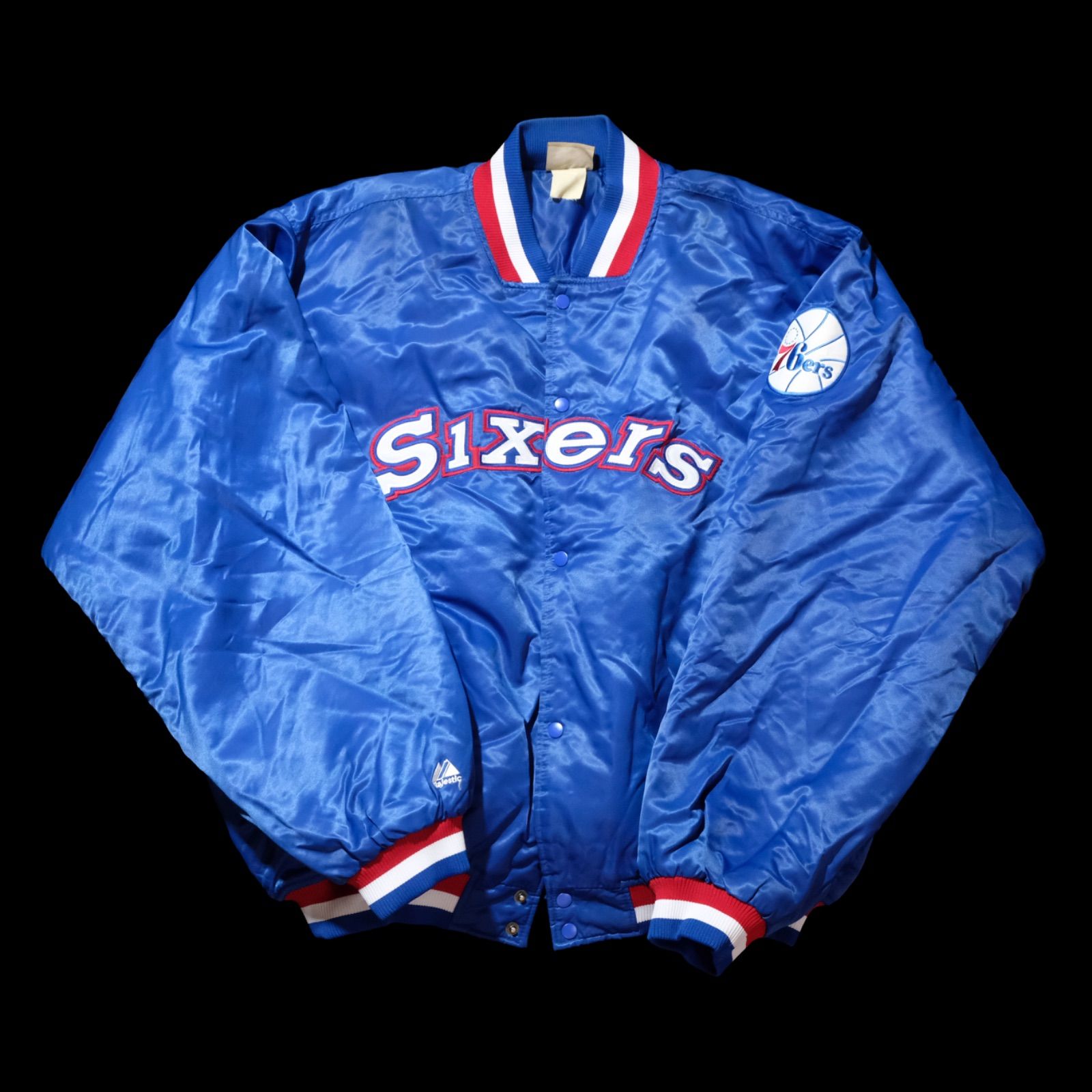 90 s Majestic NBA 76ers Sixers ナイロンスタジャン 特大サイズ マジェスティック HARDWOOD CLASSICS バスケ ビンテージ バーシティージャケット