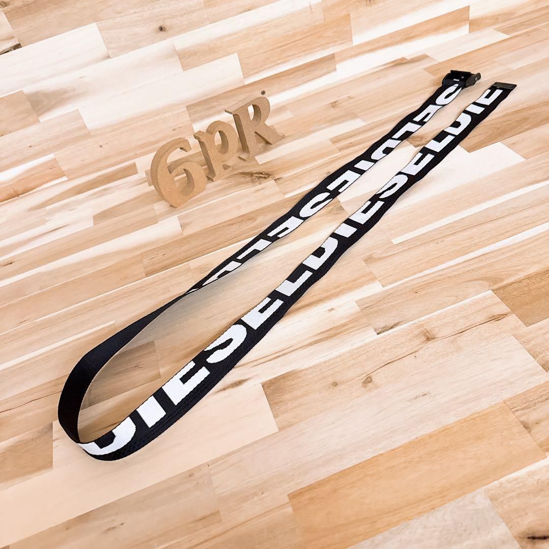 ディーゼル】ハーフカット ロゴ ロング ナイロン ベルト モノトーン 黒  