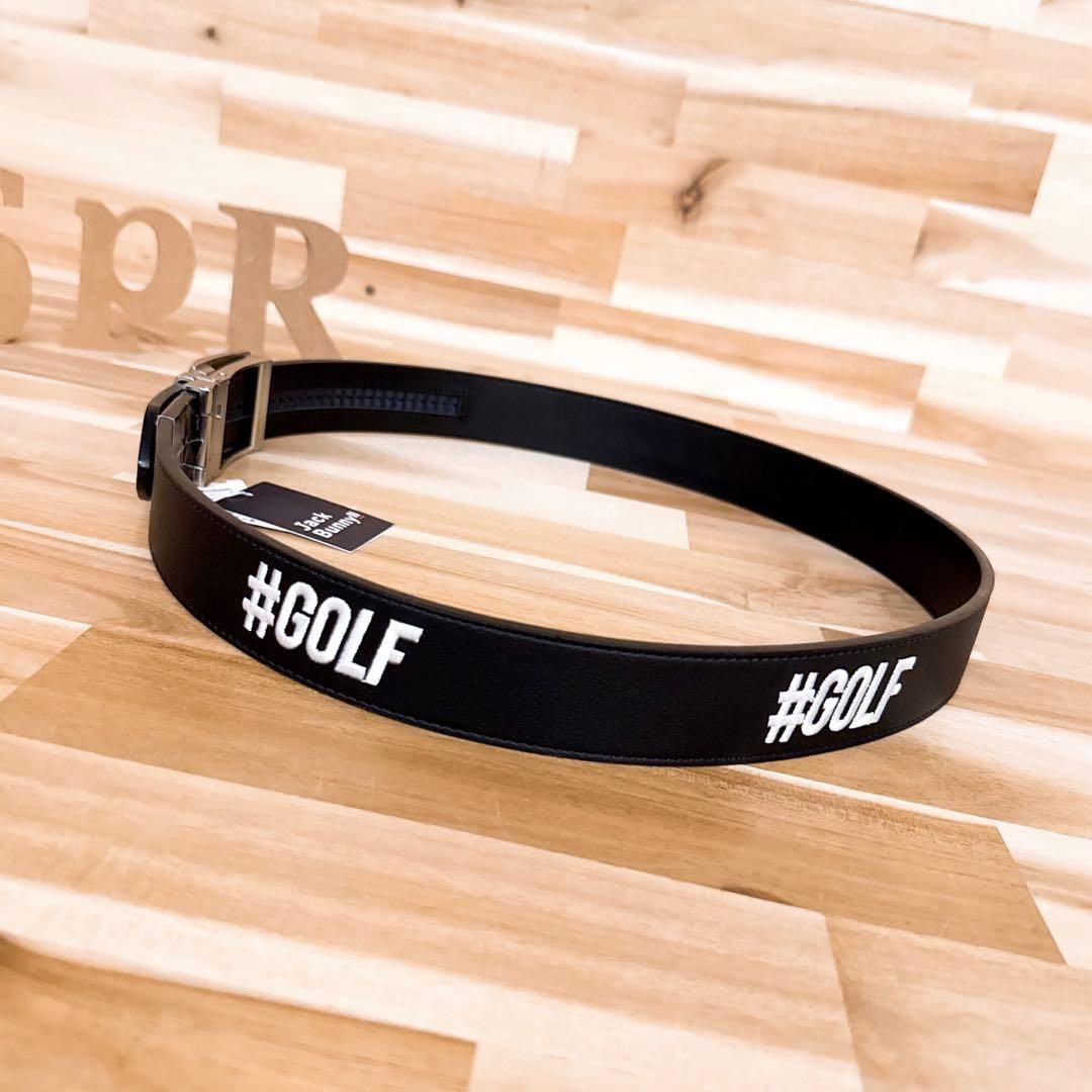 レア/廃番【ジャックバニー】刺繍ロゴ メタルJBバックル ゴルフ ベルト 黒×白 レア/廃番【ジャックバニー】刺繍ロゴ メタルJBバックル ゴルフ ベルト