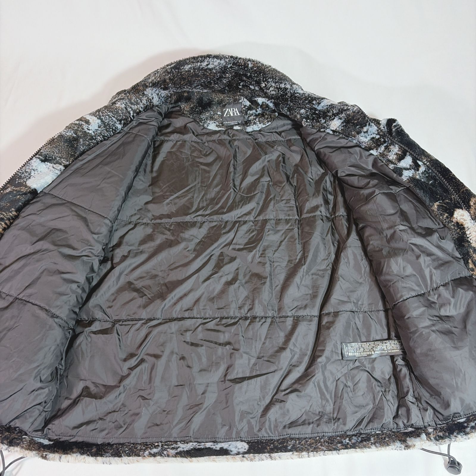 極美品✨ ZARA ランドスケープ プリント フェイクボア ジャケット