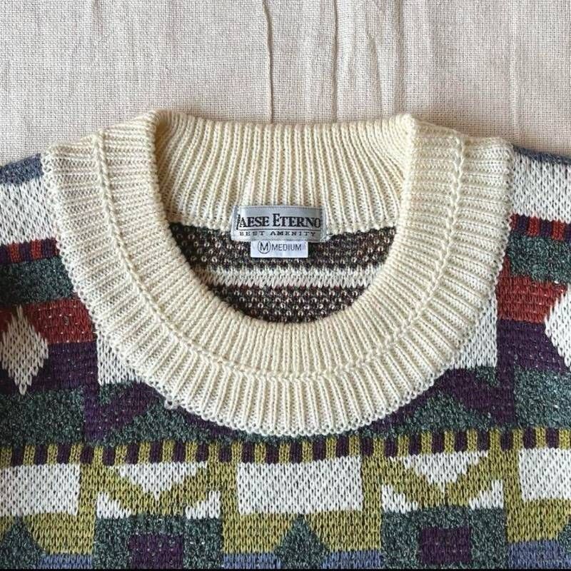 90s　ビンテージ　3Dニット　立体編み　カーディガン　ネイティブ柄　幾何学模様 90s ビンテージ 3Dニット 立体編み カーディガン ネイティブ柄 幾何学模様