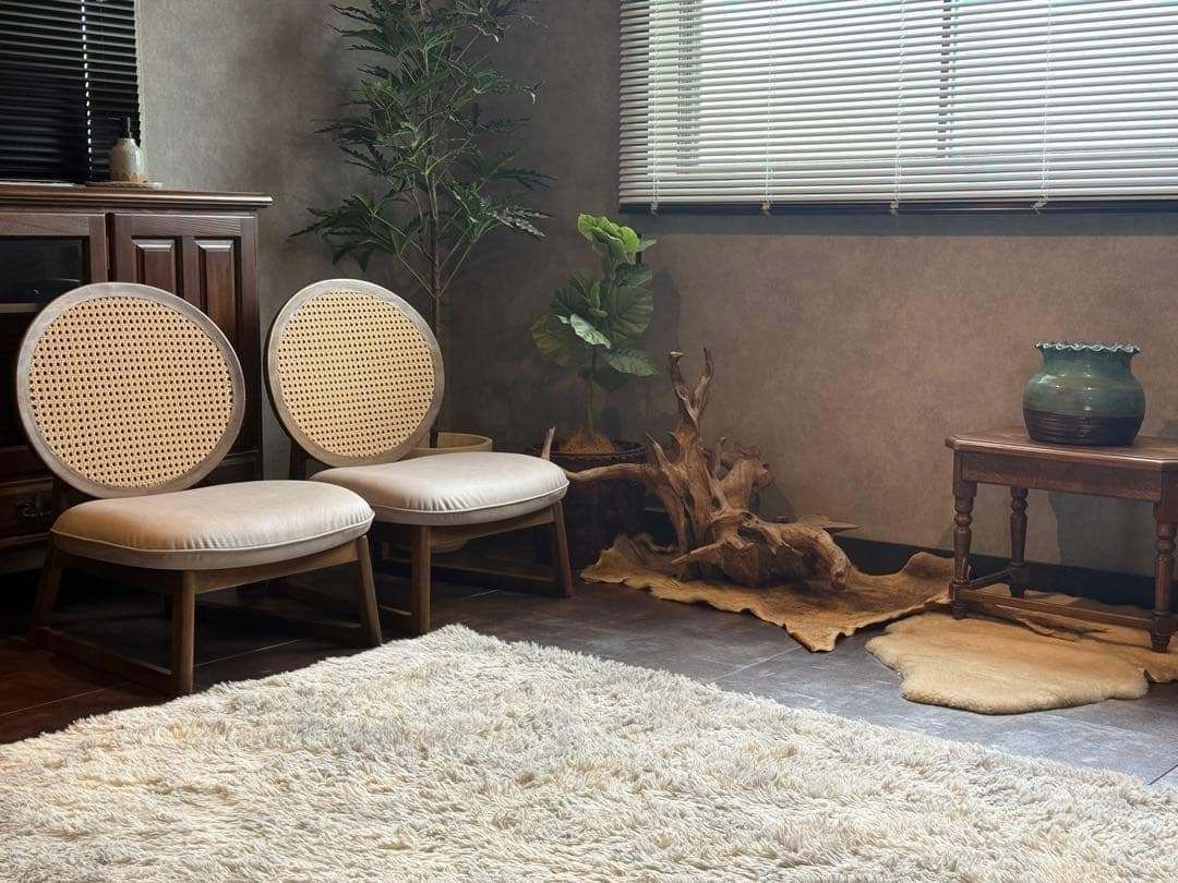 ラタン ローチェア カゴメ編み 韓国インテリア モダン 座椅子 nYZ