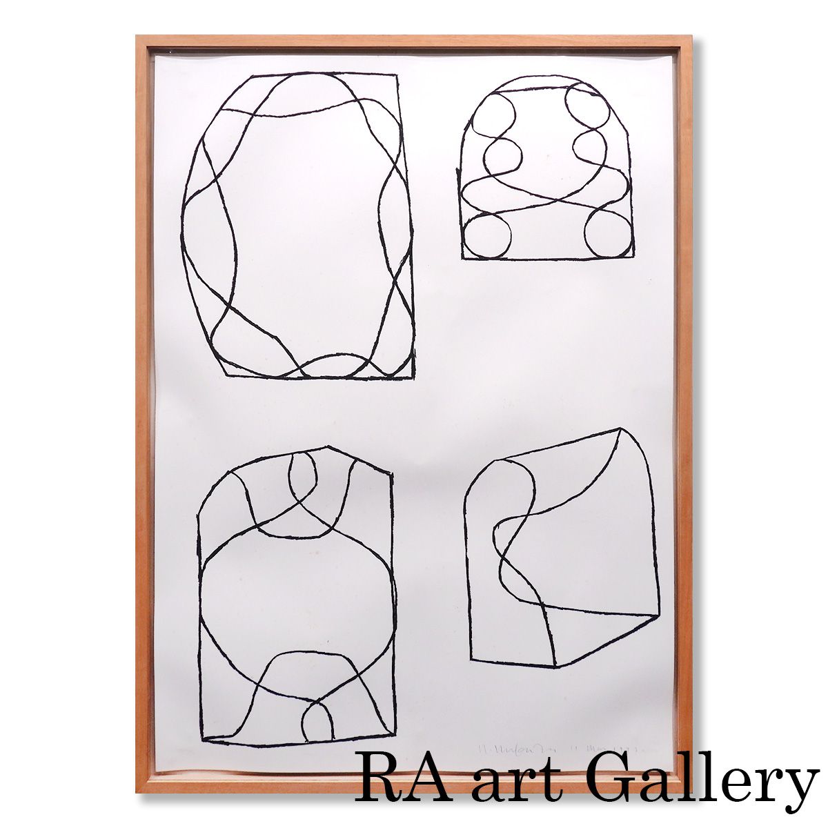 額田宣彦 Untitled 紙オイルスティック 抽象画 作家直筆サイン ユマニテ取り扱い 具体美術 現代アート 版画 絵画 げ交渉